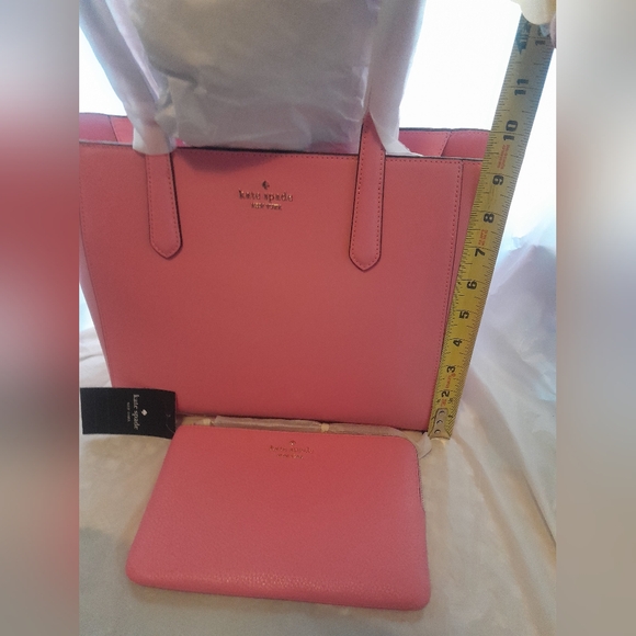 New Kate Spade Staci Medium Leather Tote & Leila 8"Med Wristlet Blossom Pink - Picture 2 of 16